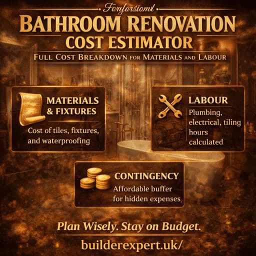 Infographic breaking down bathroom renovation costs across materials, labour and hidden expenses