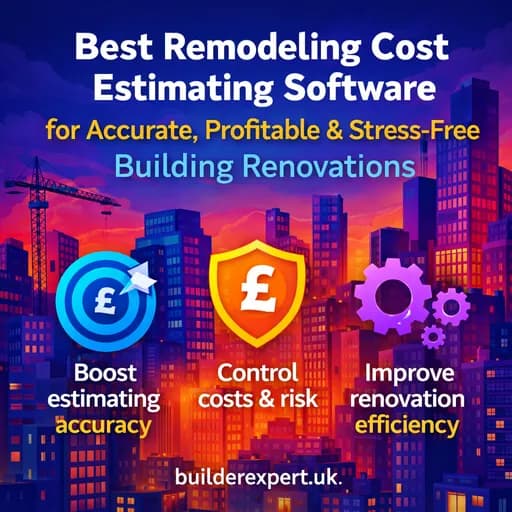 Infographic on remodeling cost estimating software for accurate, profitable UK building renovations