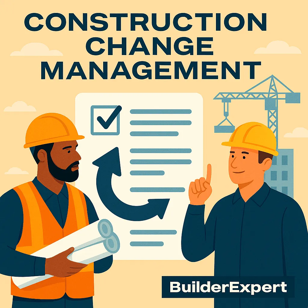 Infographic explaining the construction change management process for handling project variations