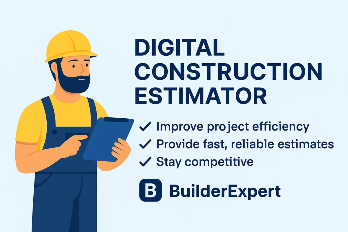 Infographic showing how a digital construction estimator delivers fast, reliable estimates for UK contractors
