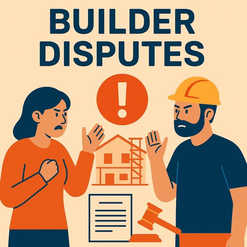 Infographic showing how UK homeowners can handle builder disputes professionally, from prevention to legal options