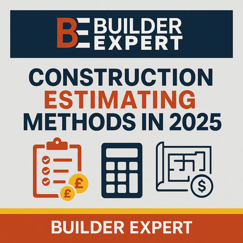 Infographic comparing manual and digital construction estimating methods for UK residential builders in 2025