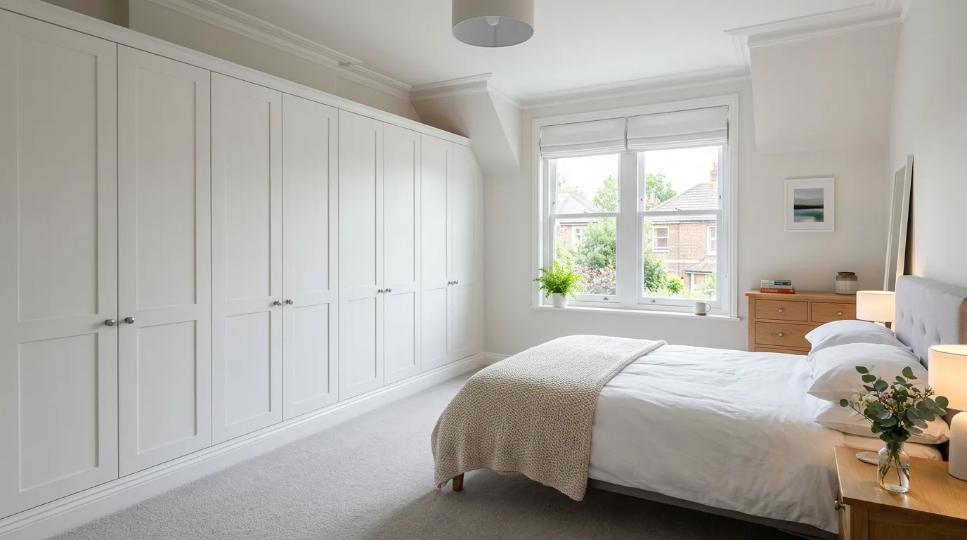 fitted wardrobes built into a UK bedroom