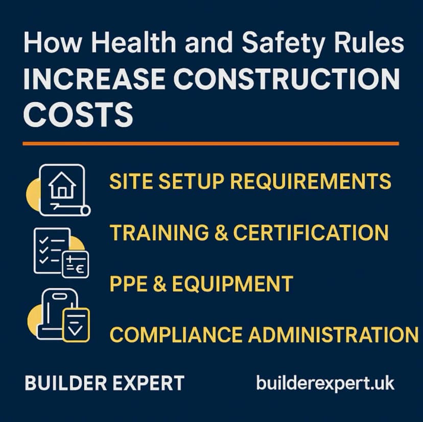 Infographic showing how UK health and safety rules increase construction costs in 2025 under CDM 2015