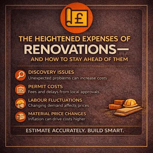 Infographic showing the hidden costs of renovations and tips to budget and avoid surprise expenses