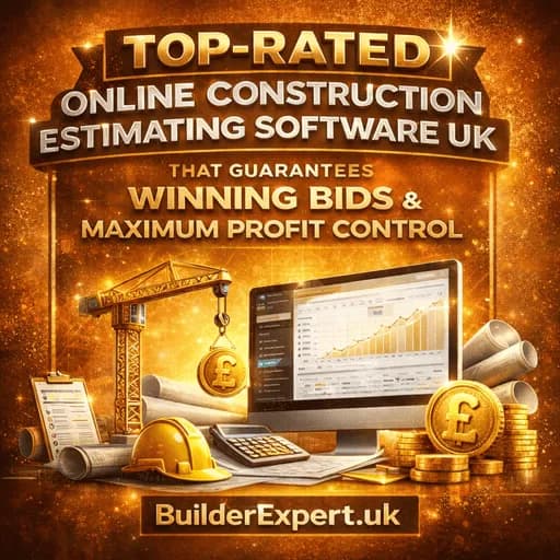 Infographic showing how online construction estimating software helps UK contractors win bids and control profit