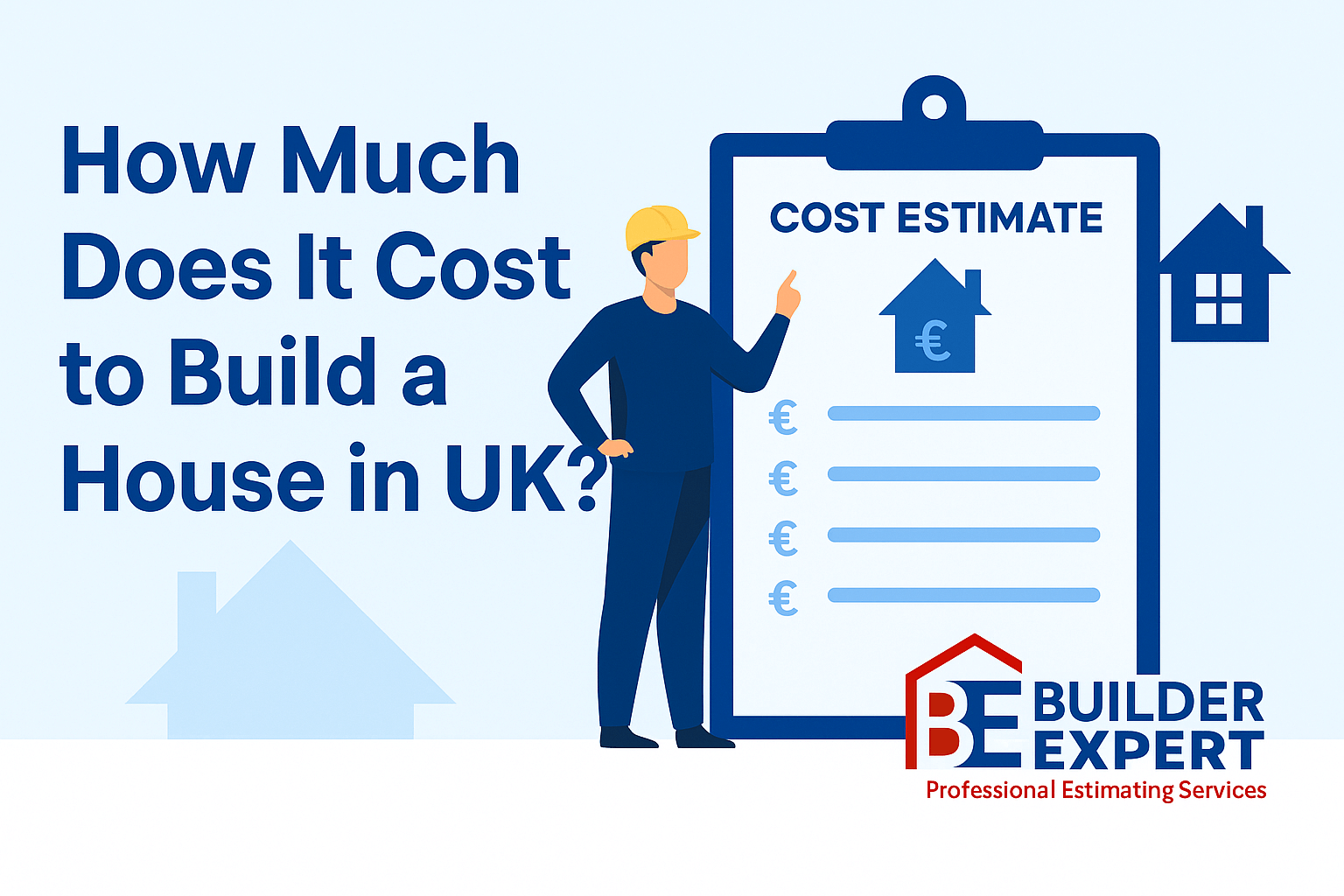 ChatGPT Image 1 Ιουλ 2025, 06_50_35 μ.μ. (1) Illustration showing a construction worker and cost estimate clipboard with the headline ‘How Much Does It Cost to Build a House in UK?’ and the Builder Expert logo.