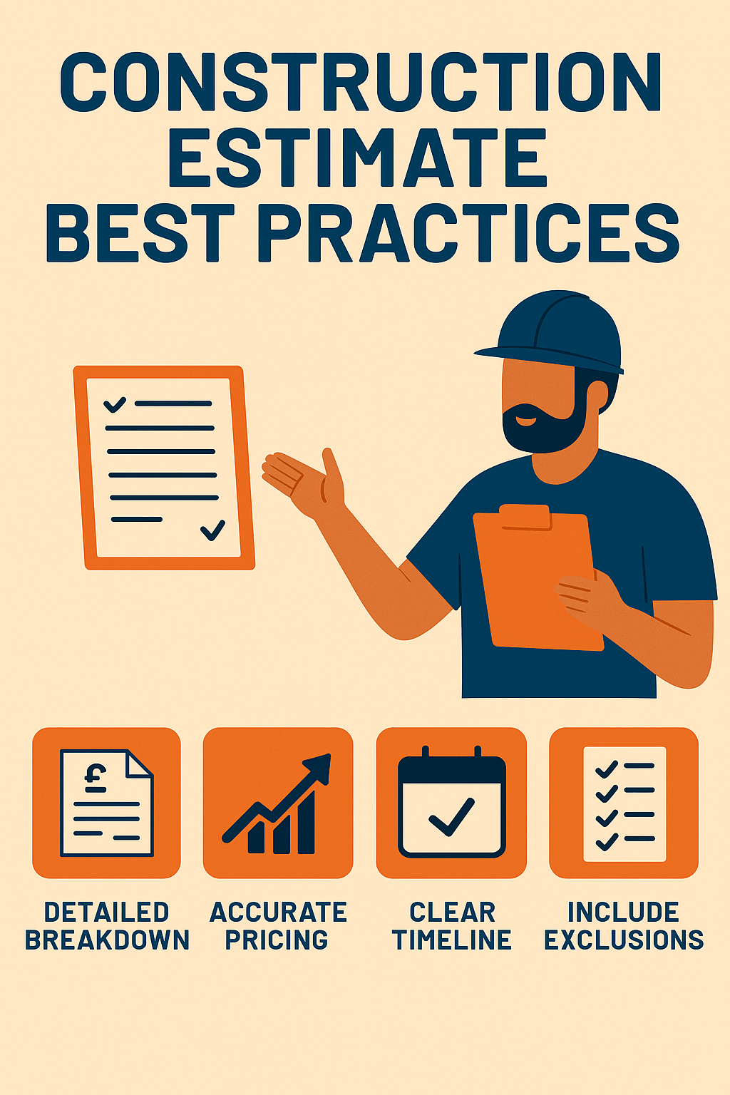 Illustration highlighting  construction estimate best practices ,featuring digital tools, accurate pricing, and organised project planning in a modern construction setting.