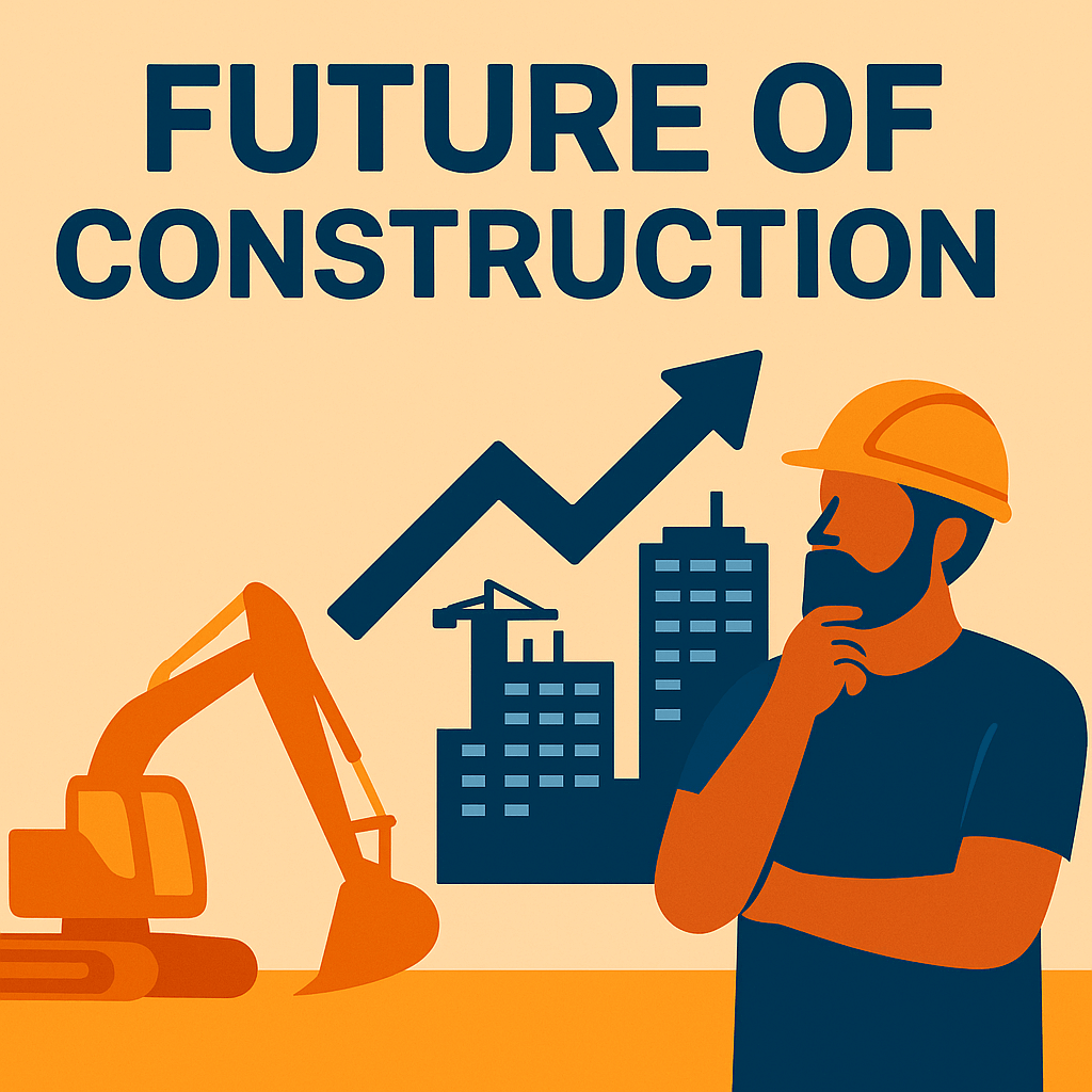 Future of Construction: Trends Every Builder Should Watch in the UK 1 Illustration showing the future of construction, with smart buildings, eco-friendly designs, drones, and digital tools symbolizing technology and sustainability in UK construction.