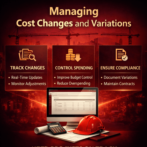 Infographic showing how expert construction cost planning software helps manage cost changes and variations in residential construction projects