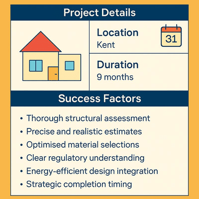 UK Residential Case Study infographic showing a simple title design for Builder Expert.