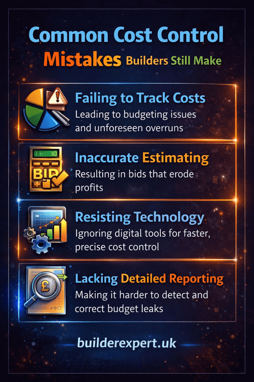 Common cost control mistakes builders still make, including failing to track costs, inaccurate estimating, resisting technology, and poor financial reporting in residential construction