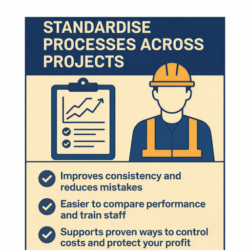 standardise_processes_across_projects_50 Diagram showing a standardized process workflow with clearly defined steps and responsibilities.
