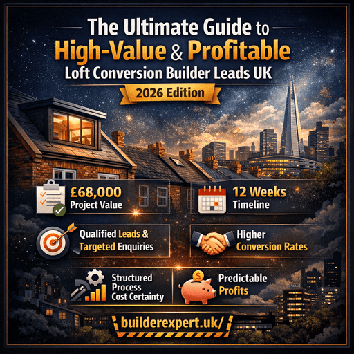 The_ultimate_guide_to_high_-_value_profitable_loft_conversion_50 Infographic showing high-value and profitable loft conversion builder leads in the UK for 2026, with project value, timelines, qualified leads, and predictable profits.