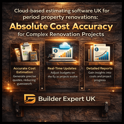 Cloud-Based_estimating_software_UK_50 Cloud-based estimating software UK infographic showing accurate cost estimation for period property renovation projects