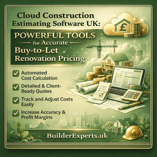 Cloud_Construction_Estimating_Software_UK_50 Infographic showing cloud construction estimating software UK for accurate buy-to-let renovation pricing with cost calculation, construction planning, and £ budgeting tools.