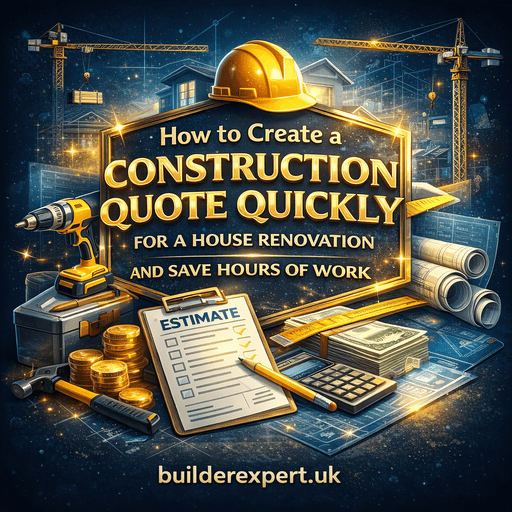 How to create a construction quote quickly for a house renovation infographic showing estimating steps, tools, and project costs